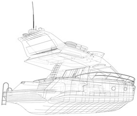 Yacht. Water carriage. Wire-frame EPS10 format. Vector created of 3d.