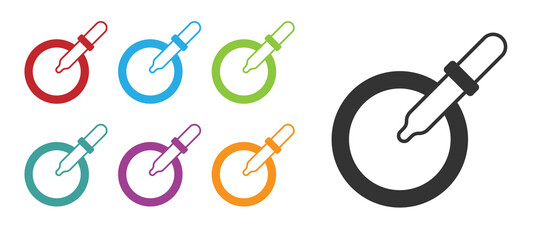 Fototapeta premium Black Petri dish with pipette icon isolated on white background. Set icons colorful. Vector
