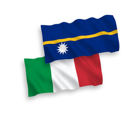 Flags of Italy and Republic of Nauru on a white background