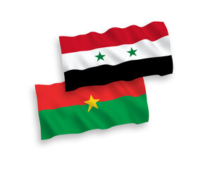 Flags of Burkina Faso and Syria on a white background