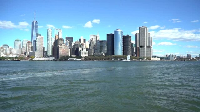 View of New York City's skyline from the river