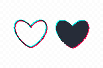 Pixelated Heart line icon, sign, symbol, logo. Tricolor sign