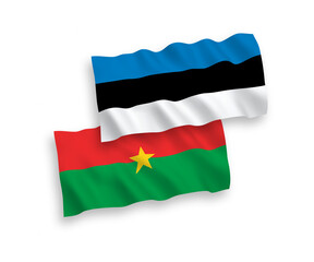 Flags of Burkina Faso and Estonia on a white background