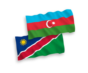 Fototapeta na wymiar Flags of Republic of Namibia and Azerbaijan on a white background