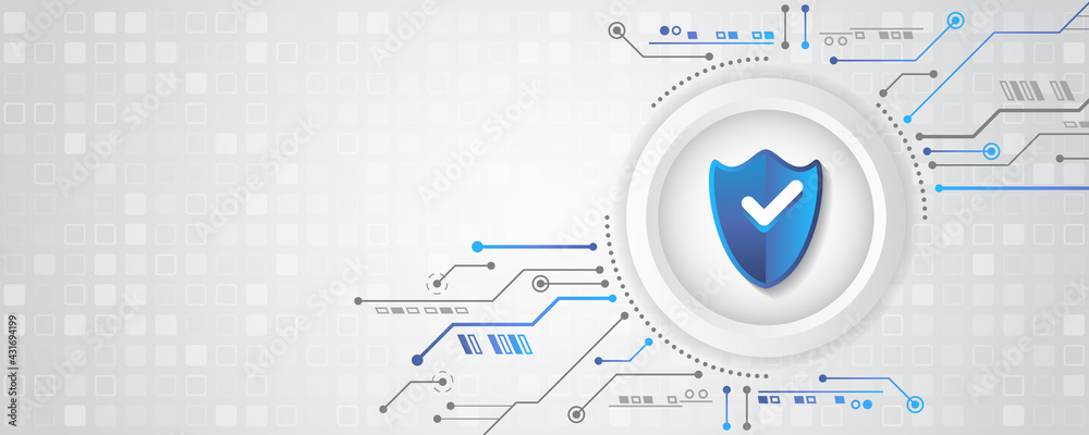 Leinwandbilder data security system, information or network protection. cyber security and data protection. shield 