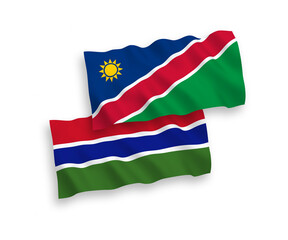 Fototapeta na wymiar Flags of Republic of Namibia and Republic of Gambia on a white background