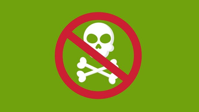 stop virus icon animation on the green screen background. 4K video. Chroma key. Useful for explainer video, website, greeting cards, apps, and social media posts