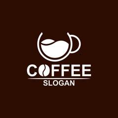 professional minimalist logo design, white brown coffee cup
