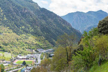Fototapeta na wymiar Cityscape in spring of Andorra La Vella, Andorra
