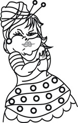 woman with dress coloring page