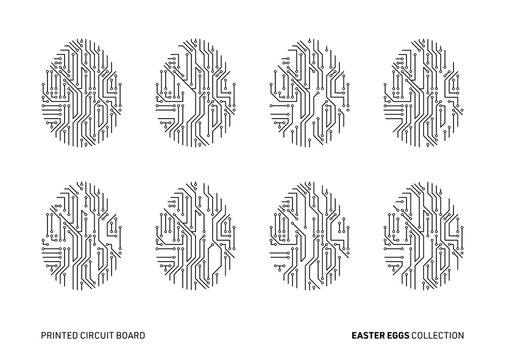 Vector printed circuit board pattern easter eggs