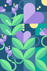 geometric abstract mosaic.  sweet peas.  suitable for banners, cards, invitations. seamless pattern 
