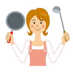 料理をする女性