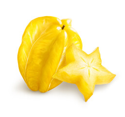 Carambola star fruit isolated on white background