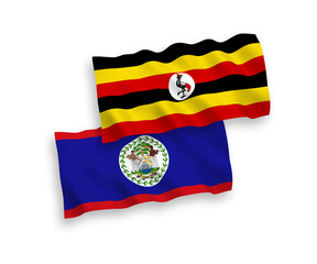 Flags of Belize and Uganda on a white background