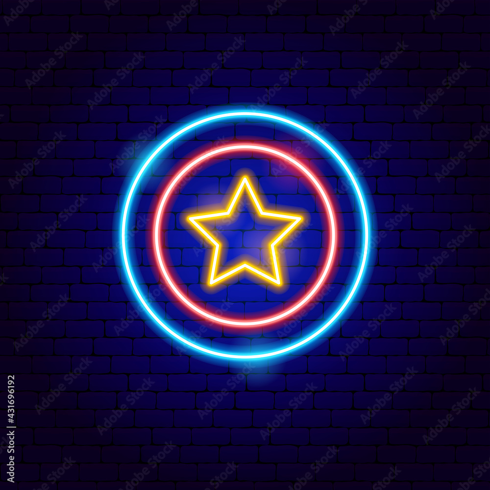 Sticker star medal neon sign