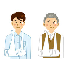 腕を骨折する男性