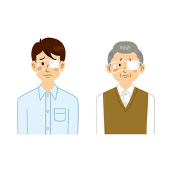 眼帯をする男性