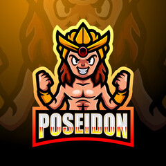 Poseidon mascot esport logo design