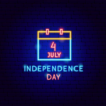 Independence Day Neon Label