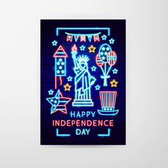 Happy Independence Day Neon Flyer
