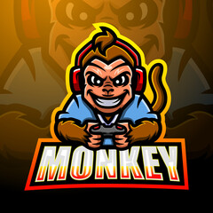 Monkey mascot esport logo design