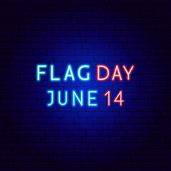 Fototapeta na wymiar Flag Day Neon Text