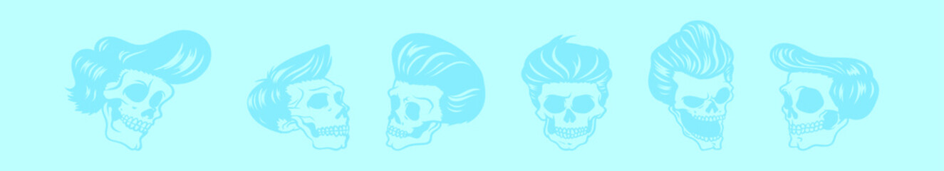 set of greaser cartoon icon design template with various models. vector illustration isolated on blue background