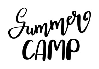 Summer cump quote. Handwritten lettering banner. Travel vector concept.