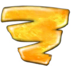 Bright yellow-orange stripes with texture, on a white background, 3D