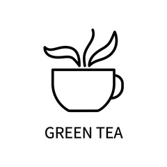 Green Tea Line Icon In Simple Style. Healthy Food. Natural Product. Vector sign in a simple style isolated on a white background.