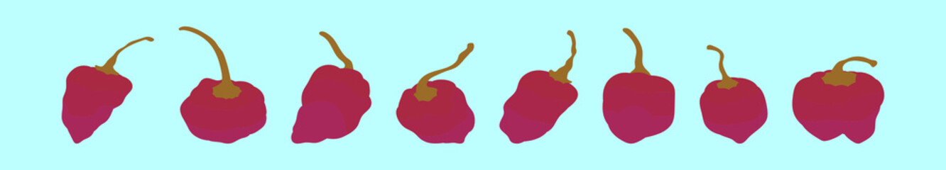 set of habanero chili peppers logo cartoon icon design template with various models. vector illustration isolated on blue background