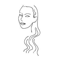 Vector face line art. Modern illustration for prints.