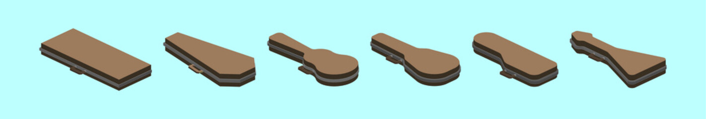 set of guitar case cartoon icon design template with various models. vector illustration isolated on blue background