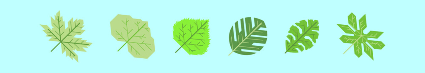 set of leaves logo. modern cartoon icon design template with various models. vector illustration isolated on blue background