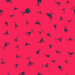 Set Martini glass, Wine, Cocktail and on seamless pattern. Vector