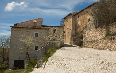 View  of historic village of Calascio in Abruzzo