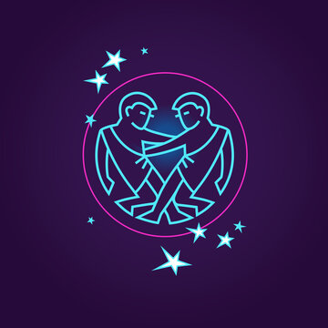 Vector illustration with Gemini Zodiac sign