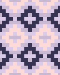 Geometric ornament of rhombuses and flowers in the native American style. Seamless vector pattern for web, print, textile, wallpaper, card, wrapping paper and background