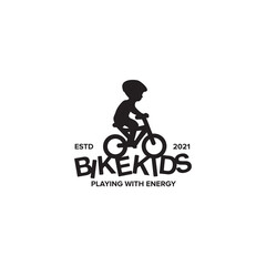 Kids or children bike logo design template
