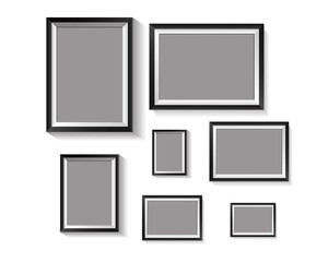 Vertical rectangle frame, black exterior frame overlaid with white frame on white background