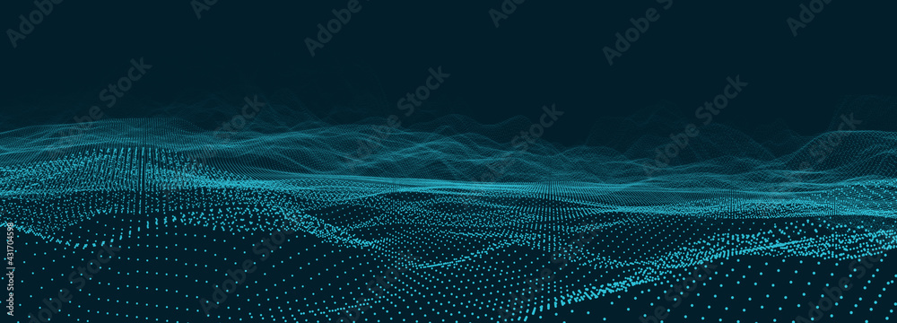 Poster abstract background with digital data technology and glowing plexus mesh. big network connection, co