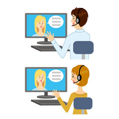 オンライン英会話を使う男女