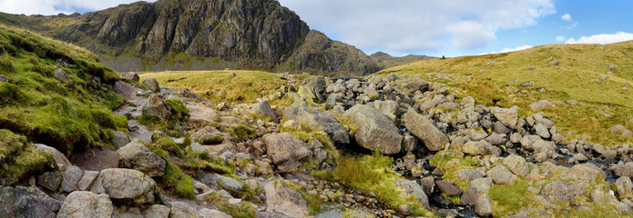 Rushing waters of Stickle Ghyll, located in the Lake District, Cumbria, UK