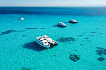 Aerial view: Yachts in the Red Sea, Egypt