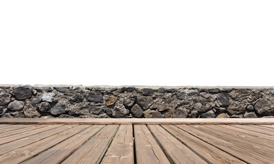 Muret de pierres et plancher bois extérieur 