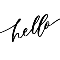 Fototapeta premium Hello. Hand lettering and modern calligraphy inscription for design greeting cards, invitation and other.