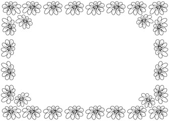Decorative vector frame with beautiful handwritten flowers
