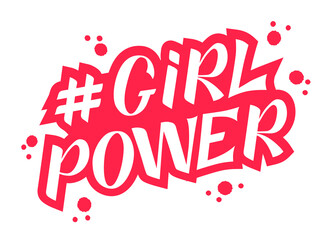 Girl power pink handwritten inscription on white background. GRL PWR hand lettering. Feminist slogan. Empowering phrase, saying. Modern illustration for t-shirt, sweatshirt, or other apparel print.