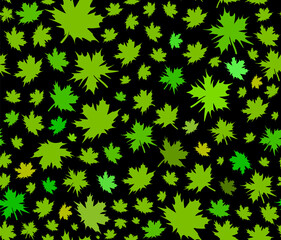 Beautiful decorative vector seamless pattern with green maple leaves